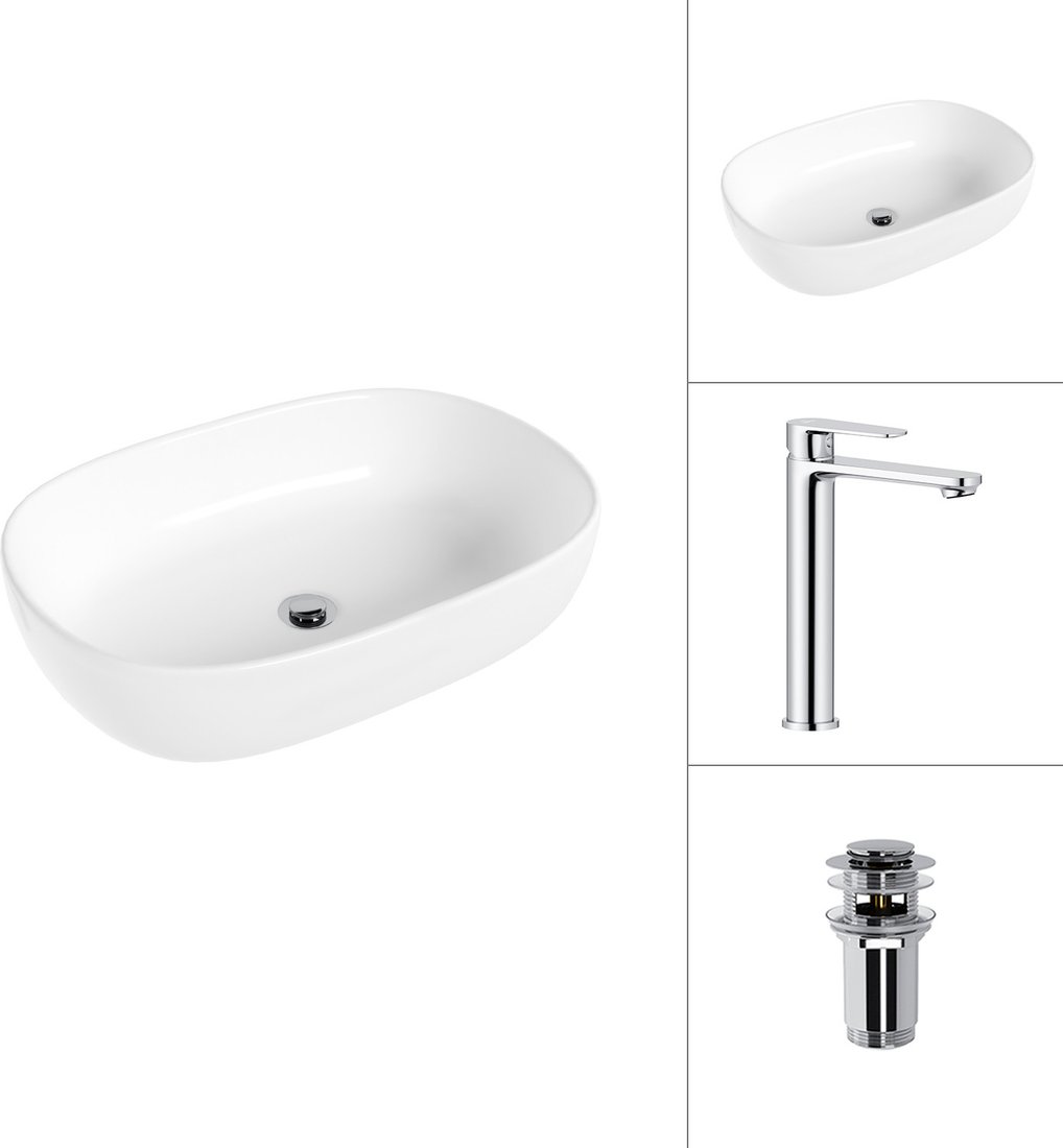 Умывальник Lauter 21836 + Moon 21СK81691C с донным клапаном 21190CH (хром)