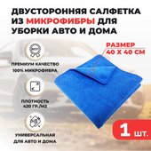 Двусторонняя салфетка из микрофибры 40х40см (синий)