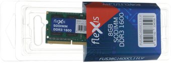 Оперативная память Flexis 8ГБ DDR3 SODIMM 1600 МГц FUS38G1600CL11LV
