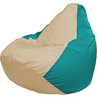 Кресло-мешок Flagman Груша Медиум XL Г1.1-151 (светло-бежевый/бирюзовый)