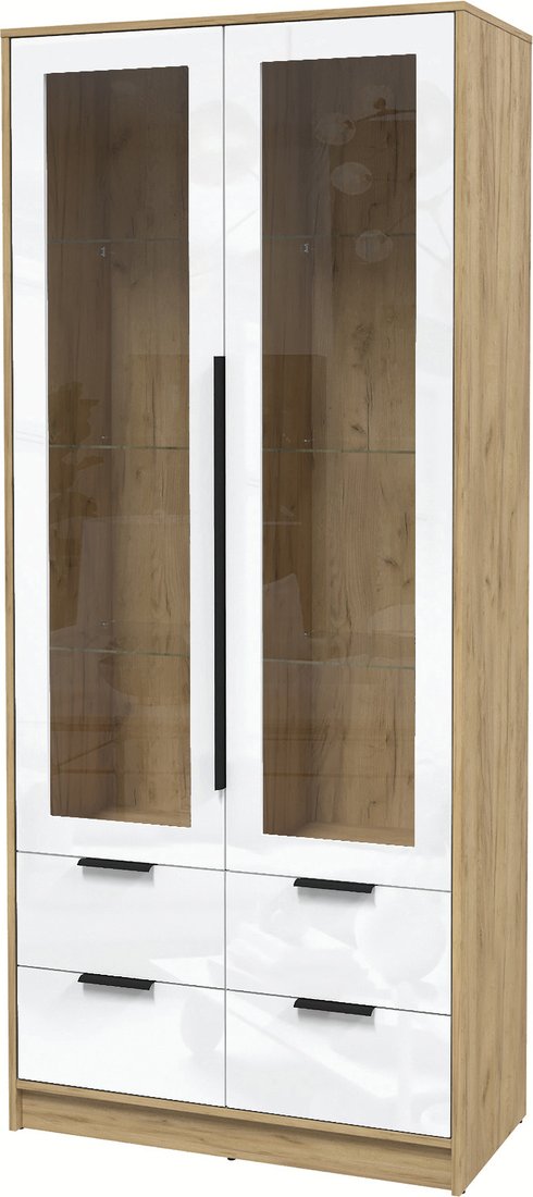 

Шкаф-витрина Интерлиния Концепт КТ-ШВ2 с подсветкой Глосс (дуб золотой/белый глянец)