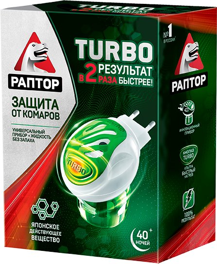 

Уничтожитель насекомых Раптор Turbo 40 ночей