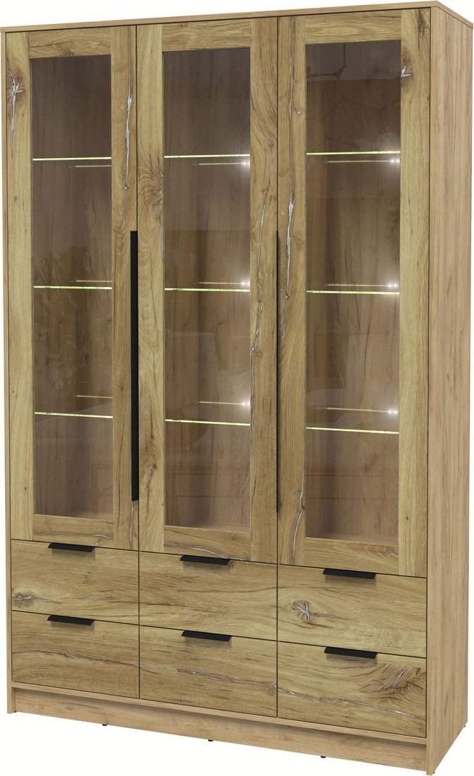 

Шкаф-витрина Интерлиния Концепт КТ-ШВ3 с подсветкой (дуб нокс/дуб золотой)