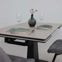 Кухонный стол Lepremo AV 2119 МДФ+керамика раздвижной 1200-1800x800 (серый матовый Carmen Light Grey/черный)