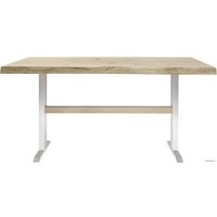 Кухонный стол Buro7 Двутавр 150 (с обзолом и сучками, дуб беленый/белый)