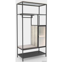 Стеллаж Hype Mebel Босс 100x200 (черный/древесина белая/велюр серый)