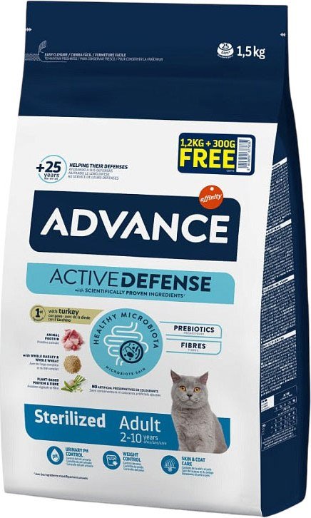 

Сухой корм для кошек Advance Sterilized с индейкой (1.2кг+300г)