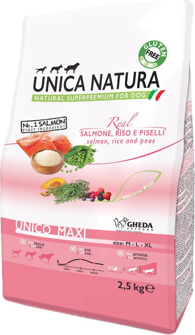 

Сухой корм для собак Unica Natura Unico Maxi с лососем, рисом и горохом 2.5 кг