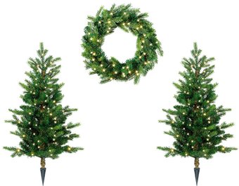 Ель Everlands искусственная + венок рождественский с Микро LED 0.5 м