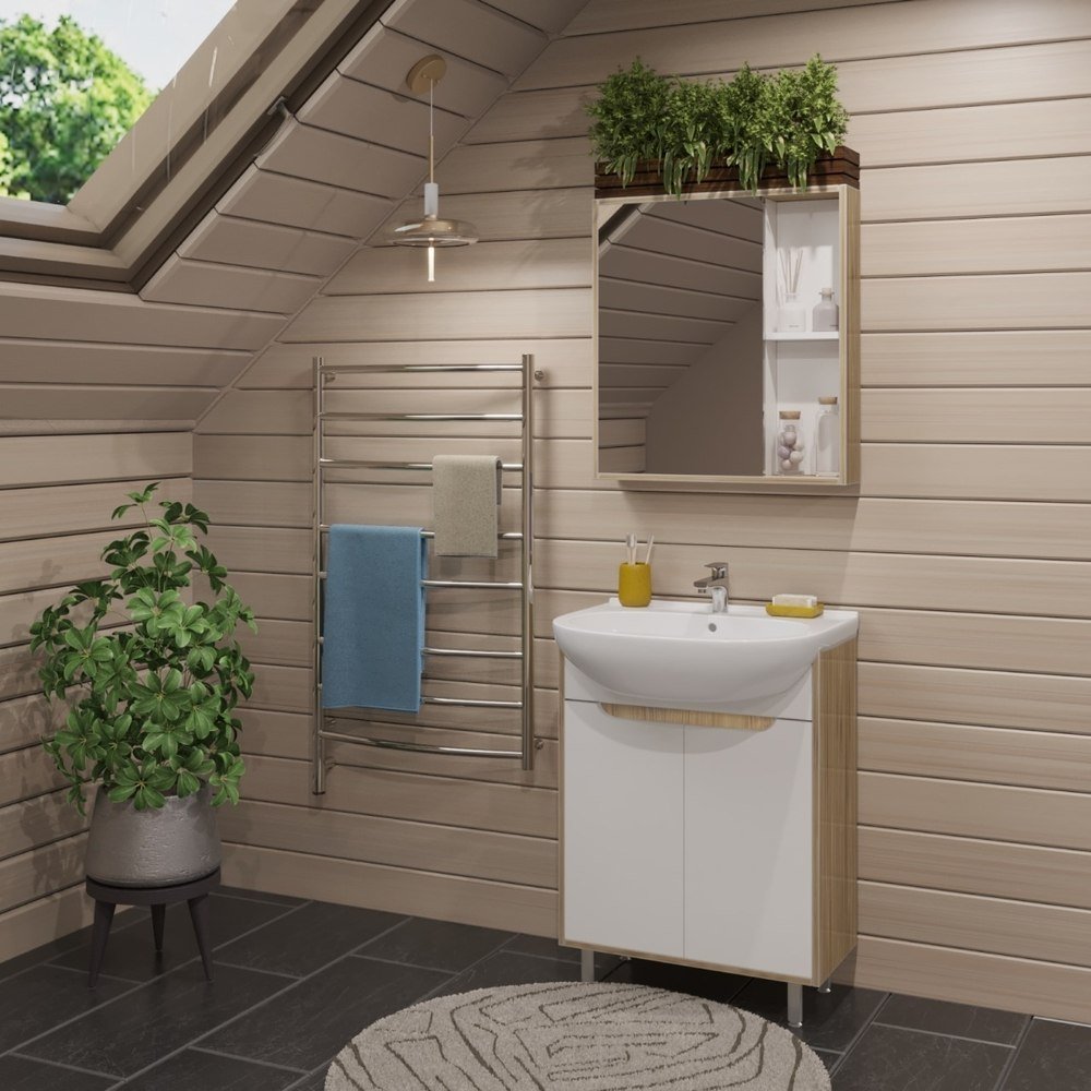 

Runo Тумба с умывальником Runo Эко 50 + Уют 50 (напольная, белый/лиственница)