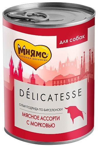 Консервированный корм для собак Мнямс Олья Подрида по-барселонски мясное ассорти с морковью 400 г