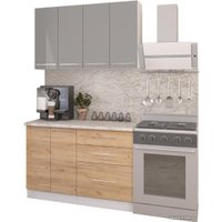 Готовая кухня Кастанье Марта 1.2 (серый пыльный/дуб крафт золотой матовый)