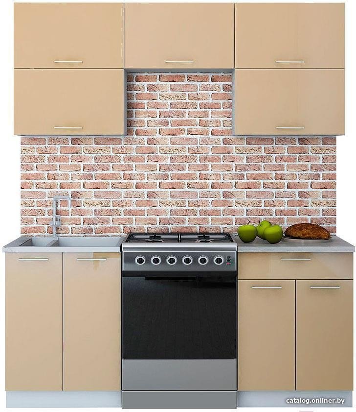 Готовая кухня Интерлиния Мила Gloss 60-18 (капучино)