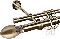 

Карниз для штор АС ФОРОС Grace D25Г/16Г + наконечники Овал узор (1.4м, антик)