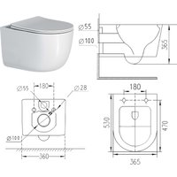 Унитаз подвесной Roxen Vortex в комплекте с инсталляцией StounFix Dual Fresh 6 в 1 966439 (кнопка: серый бетон)