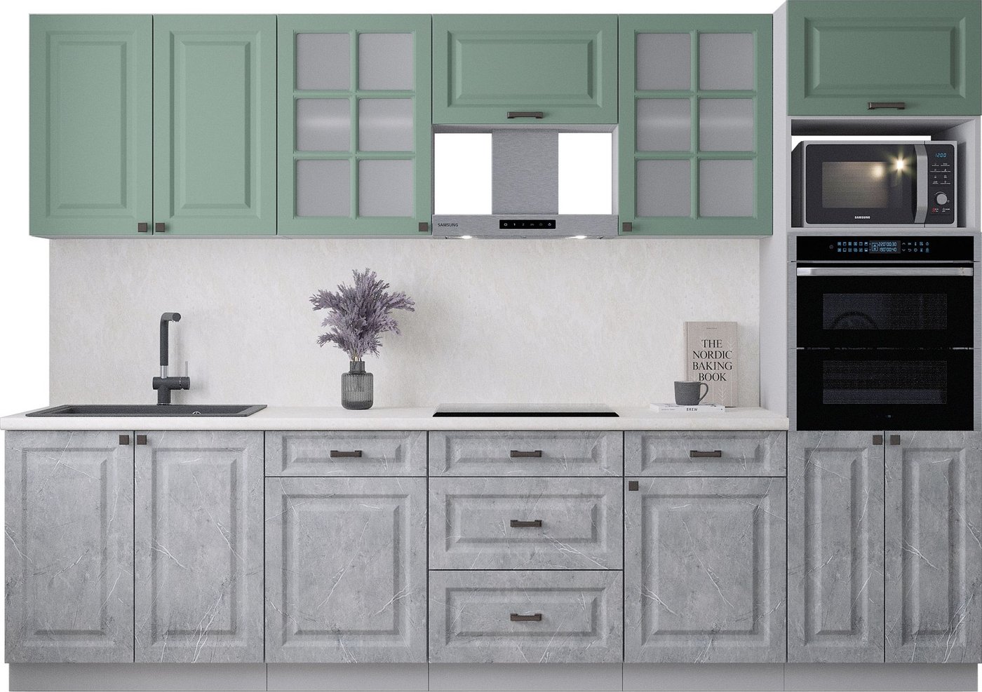 

Готовая кухня Интерлиния Мила Деко 3.0 (керамика/мята/опал светлый)