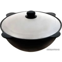 Казан Davr Metall Узбекский чугунный с крышкой, круглое дно (8 л)