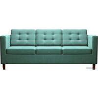 Диван Brioli Дилли клетка Д трехместный (рогожка, J14 голубой/темные ножки)