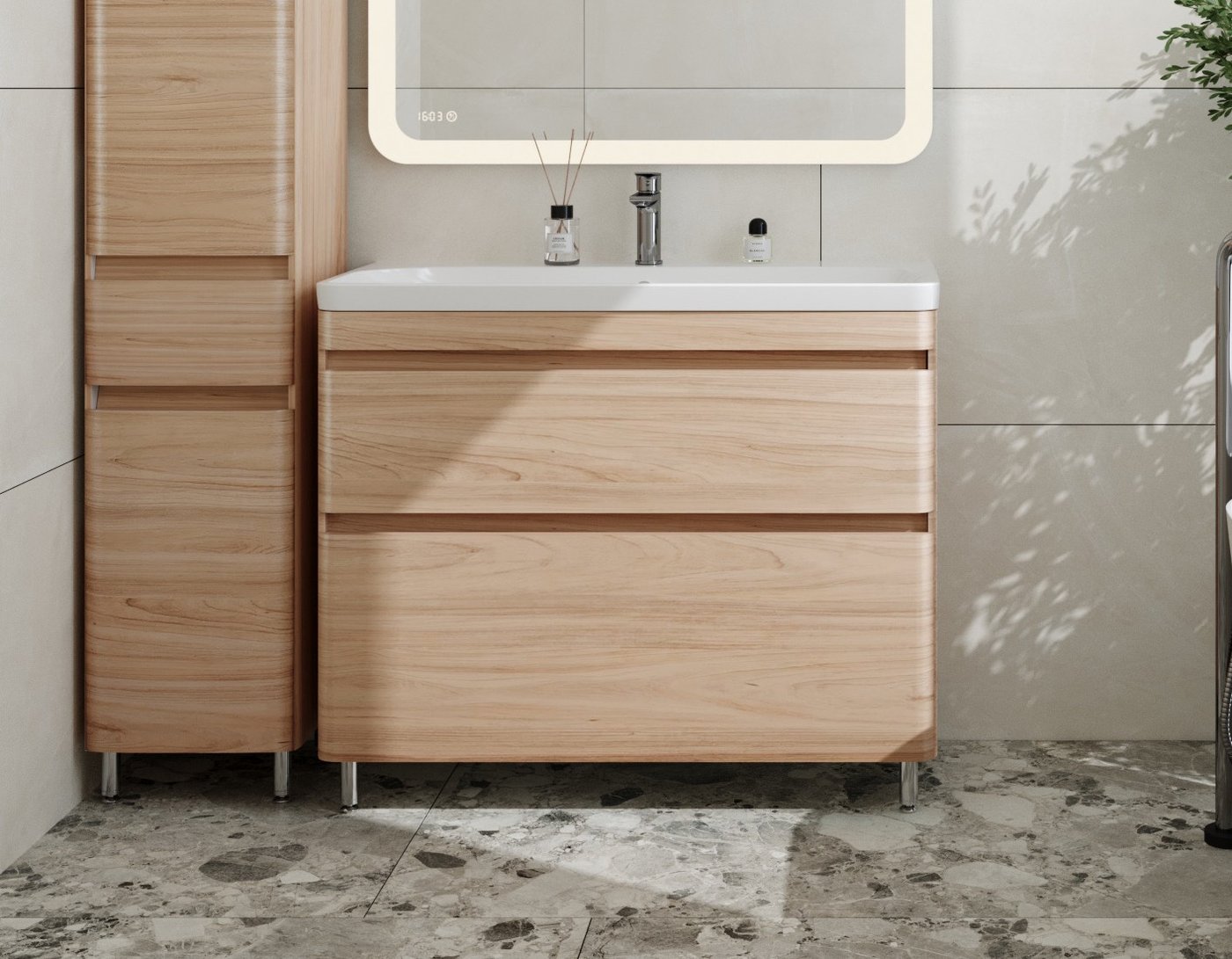 

Symbolite Тумба под умывальник Атлантика 100 Люкс Plus (ясень перламутр)