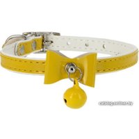 Ошейник Каскад Синтетик двойной прошитый со стразами и бубенчиком 00210107-04 (желтый)