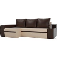 Угловой диван Лига диванов Майами 103038 (левый, экокожа, бежевый/коричневый/коричневый)