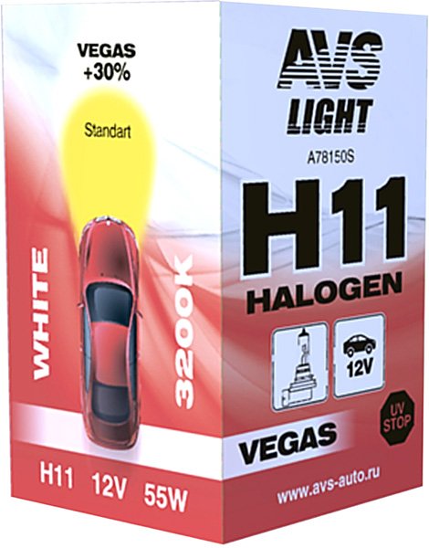 

Галогенная лампа AVS Vegas H11 12V 55W 1шт [A78150S]