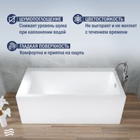 Ванна Lauter Seraphina 170x80 2112170R (с ножками и сифоном 21Y11020 хром)