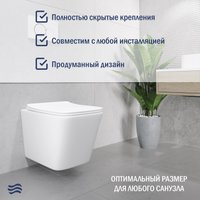 Унитаз подвесной Lauter Square 21901001 + кнопка 219704F (скрытое крепление)