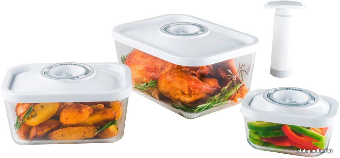 Контейнер вакуумный Status VAC-Glass-Set 3шт (белый)