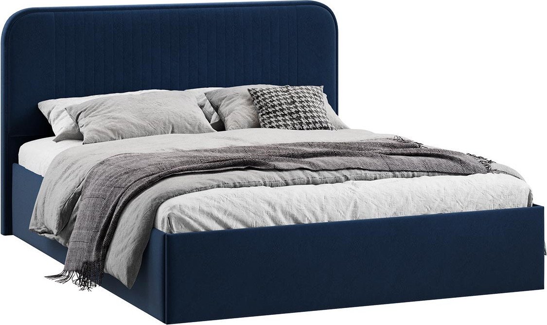 Кровать Трия Тиффани c ПМ 140x200 Тип 1 и заглушиной (микровелюр Wellmart Blue)