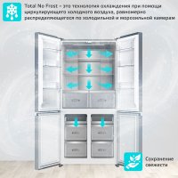 Четырёхдверный холодильник Harper RH6966BW (металлик)