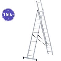 Лестница-стремянка Новая высота NV 123 алюминиевая трёхсекционная 3x11 ступеней