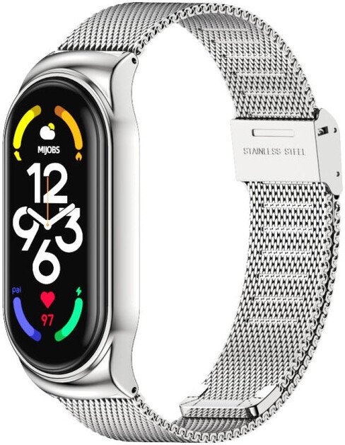 Браслет Mijobs Миланская петля для Xiaomi Smart Band 7 (серебристый)