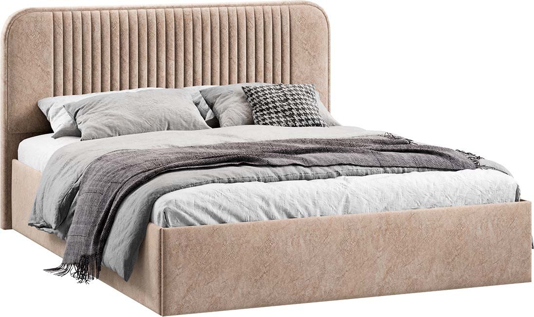 

Кровать Трия Тиффани Тип 1 c ПМ и заглушиной 160x200 (микровелюр Wellmart Dark Beige)
