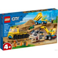 Конструктор LEGO City 60391 Строительные машины и кран с шаром для сноса