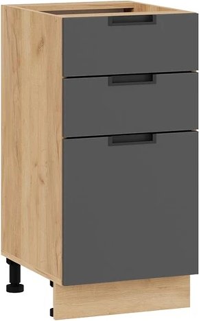 

Шкаф напольный Трия Гренада с тремя ящиками 1Н4Я3 (дуб крафт золотой/холст вулкан)