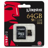 Карта памяти Kingston microSDHC UHS-I (Class 10) 64GB + SD адаптер (SDCA10/64GB)