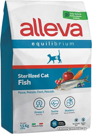 Сухой корм для кошек Alleva Equilibrium Sterilized Fish (для стерилизованных кошек и кастрированных котов с рыбой) 1.5 кг