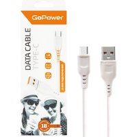 Кабель GoPower 00-00018565 USB Type-A - USB Type-C (1 м, белый)