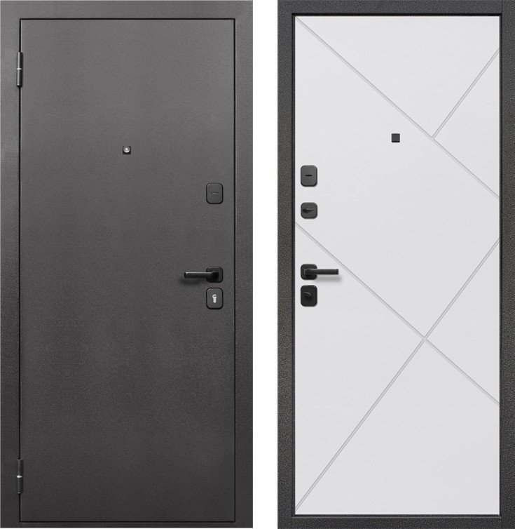 Металлическая дверь Guard 86x205x7 левая (серебристый/белый матовый)