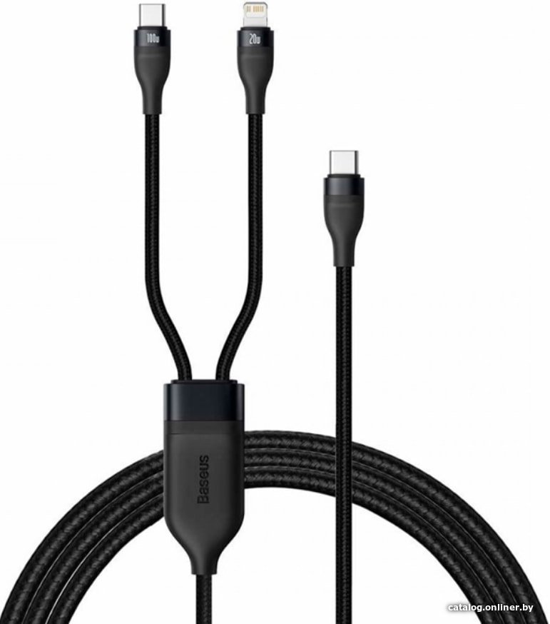 Кабель Baseus CA1T2-F01 USB Type-C - USB Type-C - Lightning (1.2 м, черный)