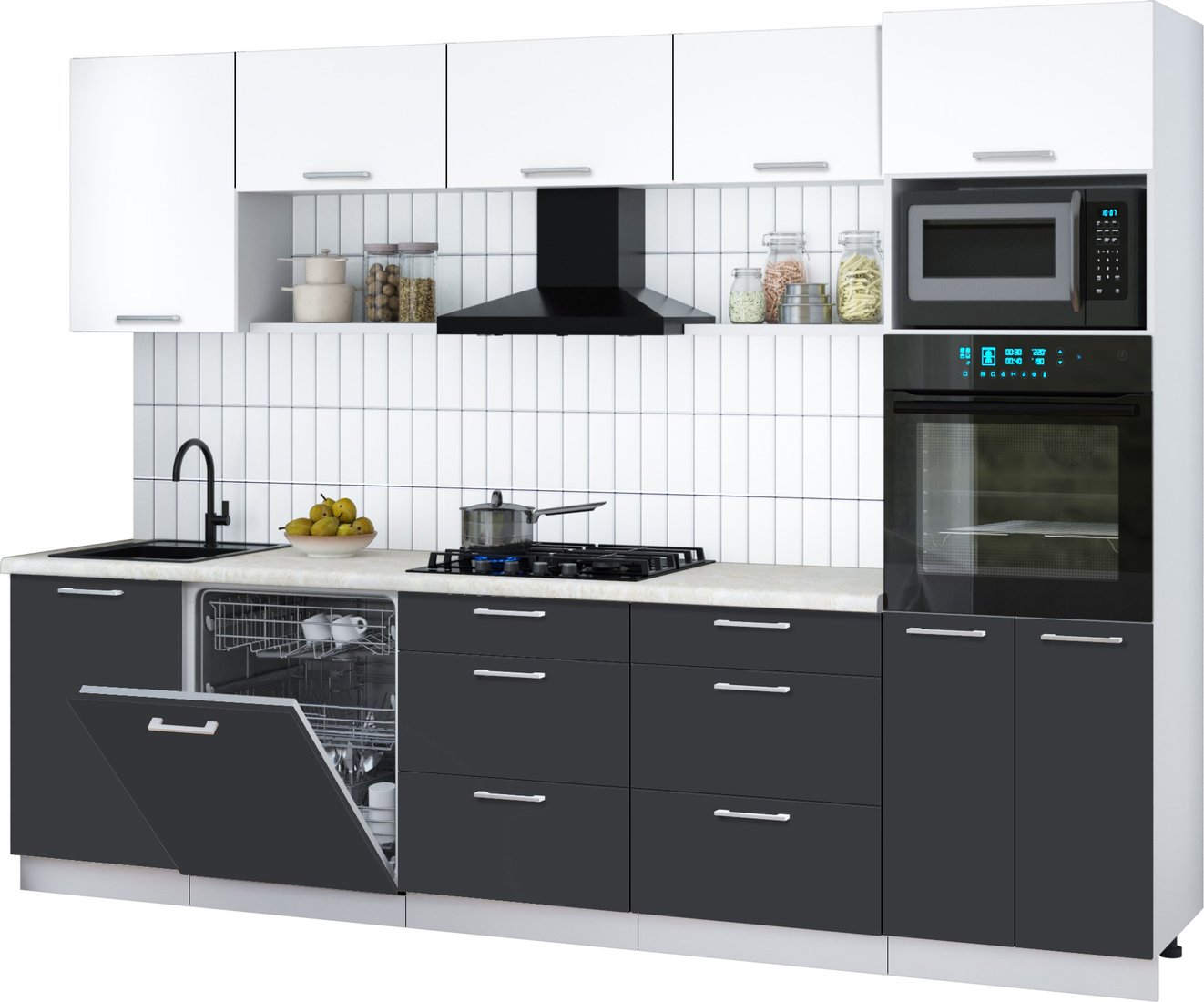 

Готовая кухня Интерлиния Мила Gloss 2.9-ПМ1 (пепел/белый/опал светлый)