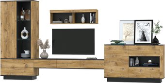 Горка Интерлиния Quartz-8 с подсветкой (дуб нокс/черный)