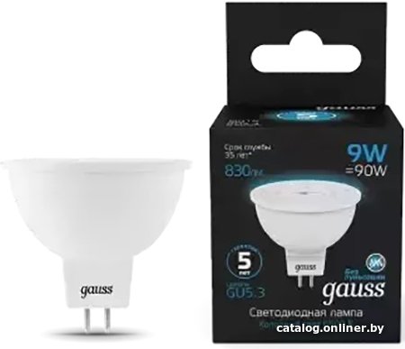 Светодиодная лампочка Gauss MR16 9W 830lm 6500K GU5.3 LED 101505309