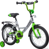 Детский велосипед Novatrack Vector 16 (серебристый/салатовый, 2019)