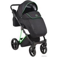 Универсальная коляска Adamex Cristiano Fluo (2 в 1, черный, рама черный/зеленый)