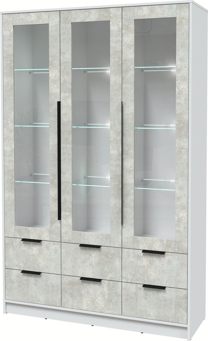 

Шкаф-витрина Интерлиния Концепт КТ-ШВ3 с подсветкой (бетон лайт/белый платинум)