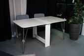 Мечта 1600x850 (белый/сосна лофт, опоры складные, углы закругленные с роликами и ручками)