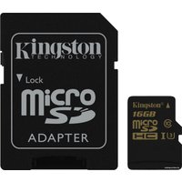 Карта памяти Kingston Gold microSDHC Class U3 UHS-I 16GB +адаптер [SDCG/16GB]