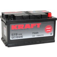 Автомобильный аккумулятор KRAFT EFB 75 R+